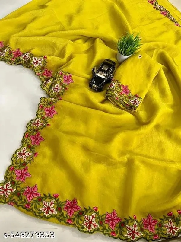 Yellow_Georgette_Viscose_Saree_For_Women