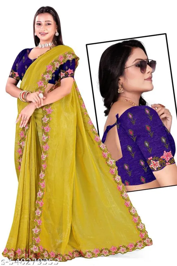 Yellow_Georgette_Viscose_Saree_For_Women