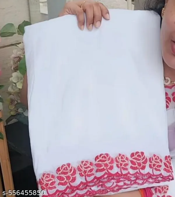 White_Georgette_Viscose_Saree_For_Women