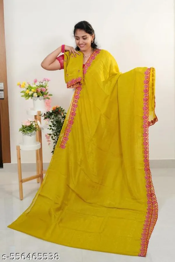 Yellow_Georgette_Viscose_Saree_For_Women
