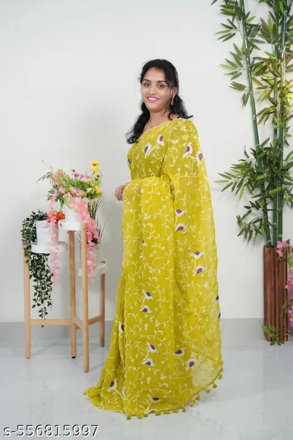 Yellow_Georgette_Viscose_Saree_For_Women