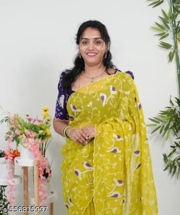 Yellow_Georgette_Viscose_Saree_For_Women