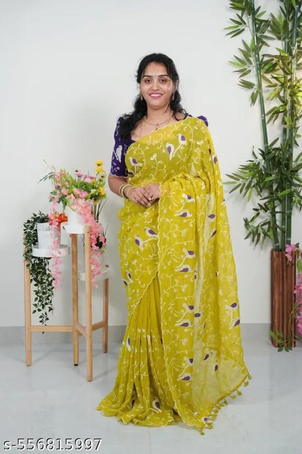 Yellow_Georgette_Viscose_Saree_For_Women