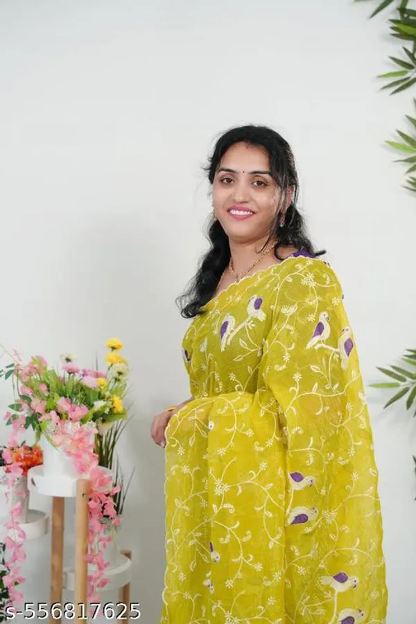 Yellow_Georgette_Viscose_Saree_For_Women