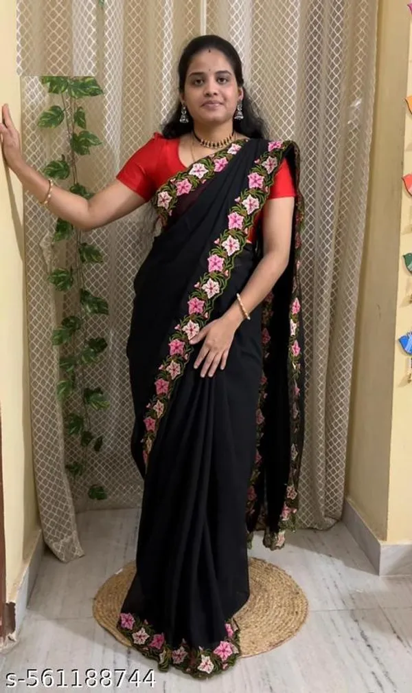 Black_Georgette_Viscose_Saree_For_Women