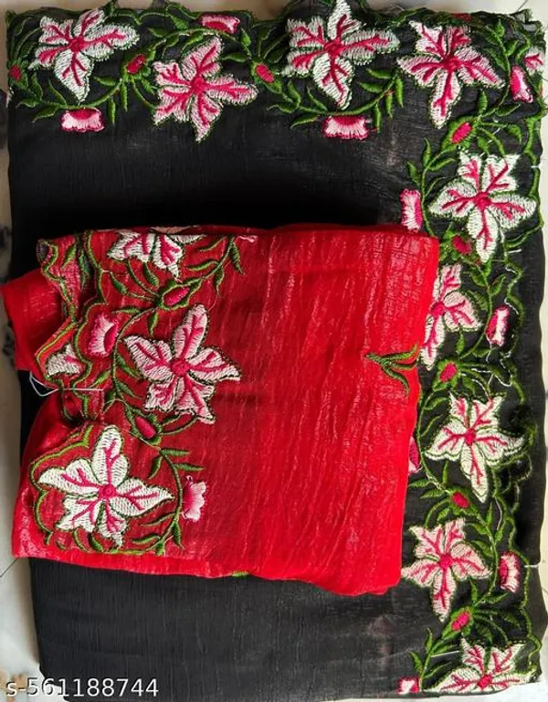 Black_Georgette_Viscose_Saree_For_Women
