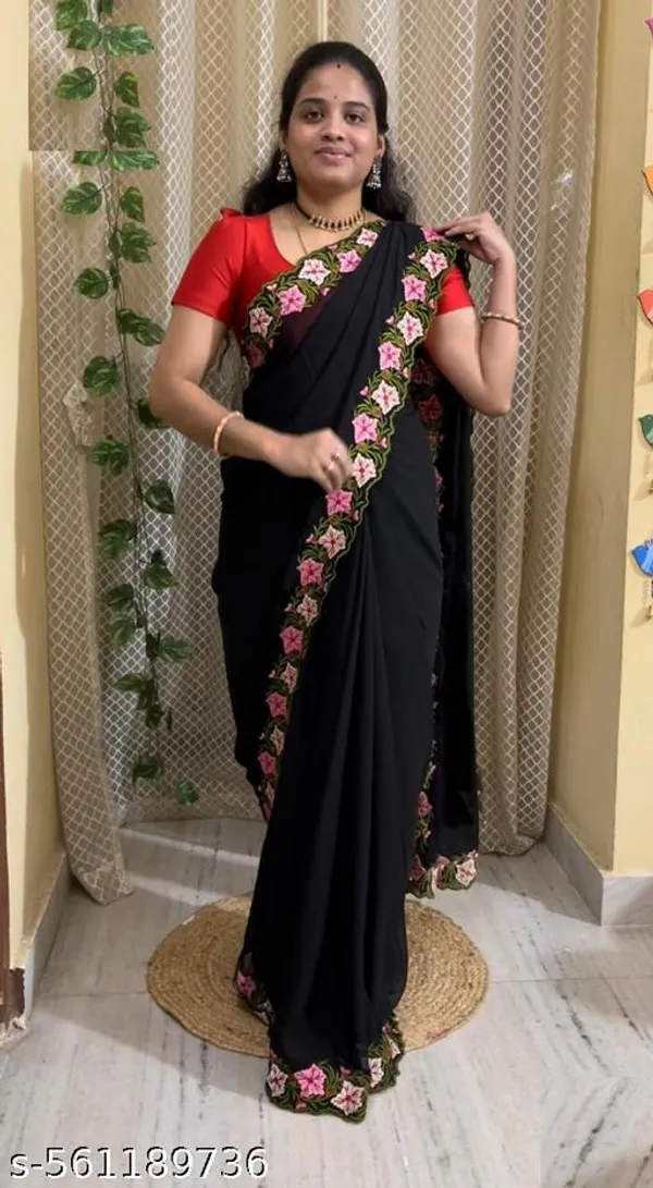 Black_Georgette_Viscose_Saree_For_Women