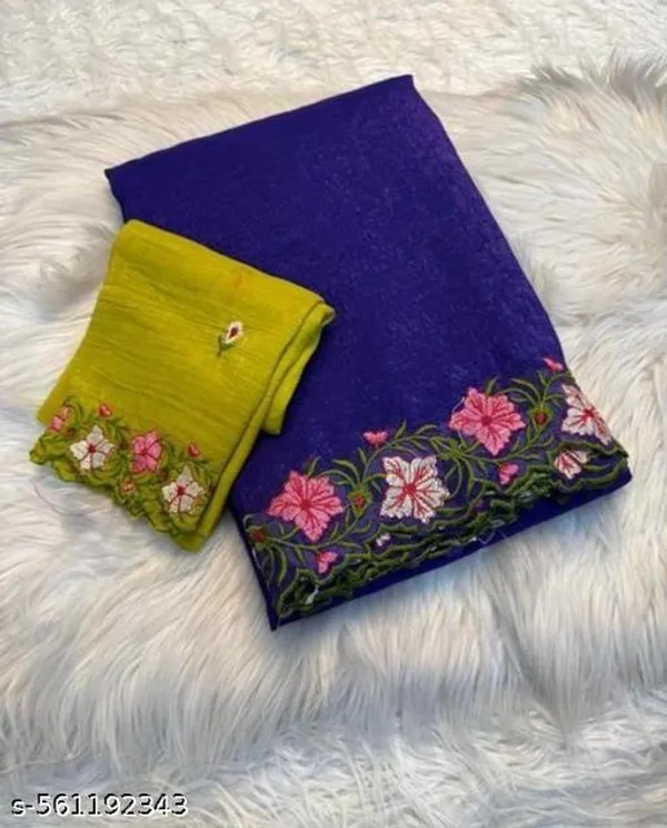 Blue_Georgette_Viscose_Saree_For_Women