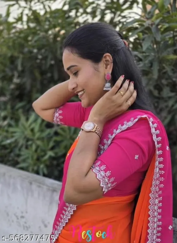 Pink_&_Green_Georgette_Viscose_Saree_For_Women