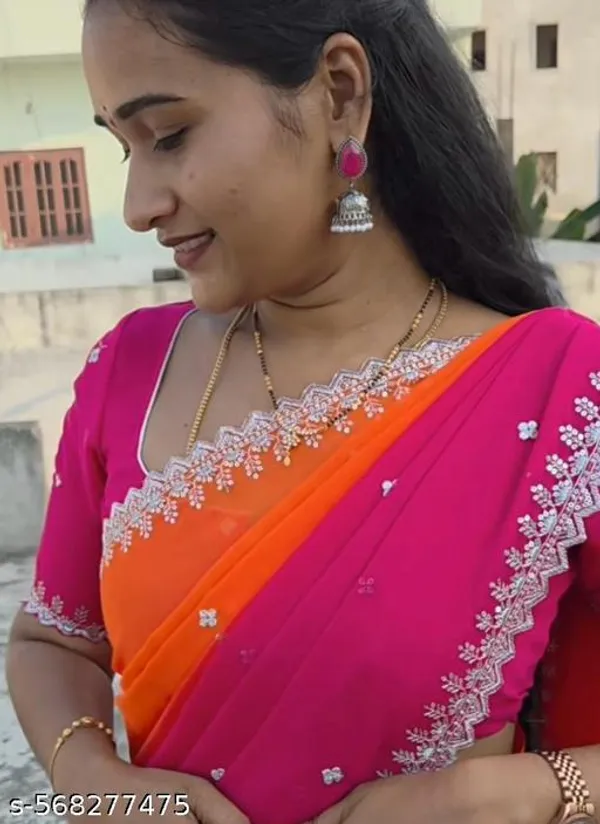 Pink_&_Green_Georgette_Viscose_Saree_For_Women