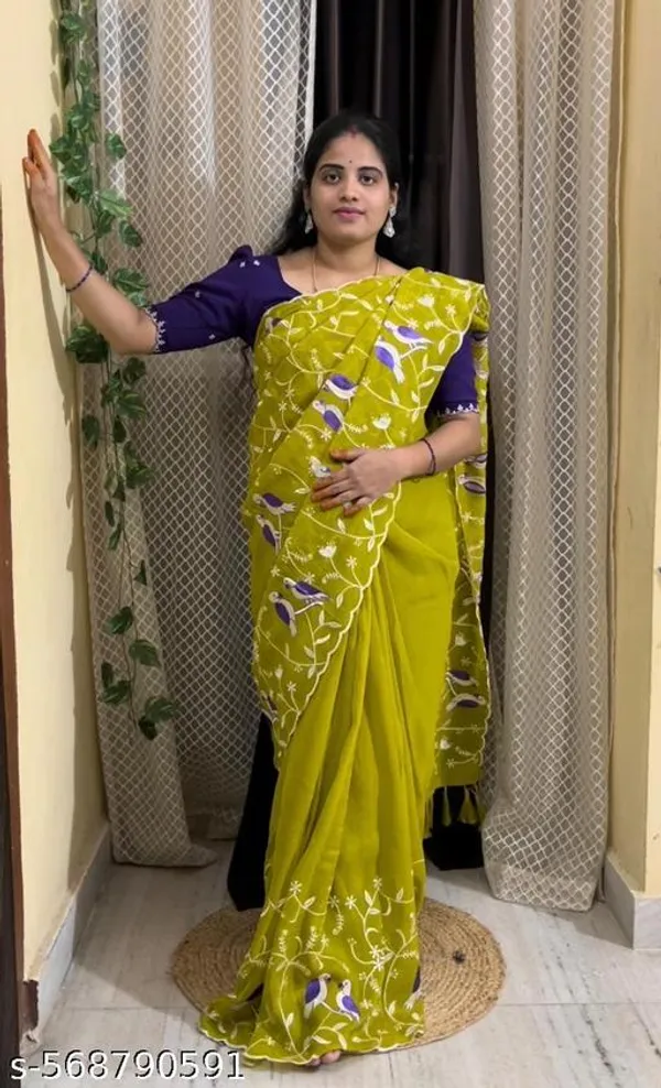 Yellow_Georgette_Viscose_Saree_For_Women