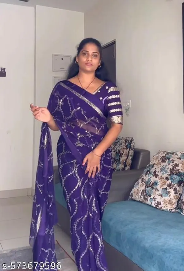 Blue_Georgette_Viscose_Saree_For_Women