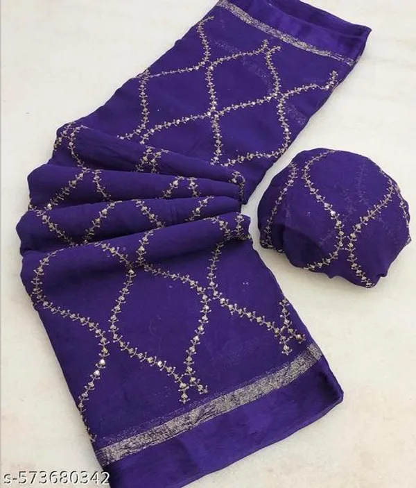 Blue_Georgette_Viscose_Saree_For_Women