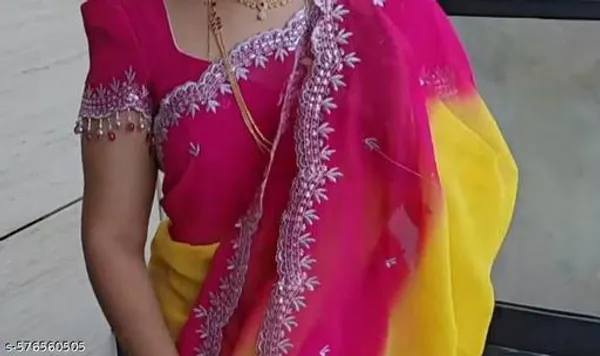 Pink_And_Yellow_Georgette_Viscose_Saree_For_Women