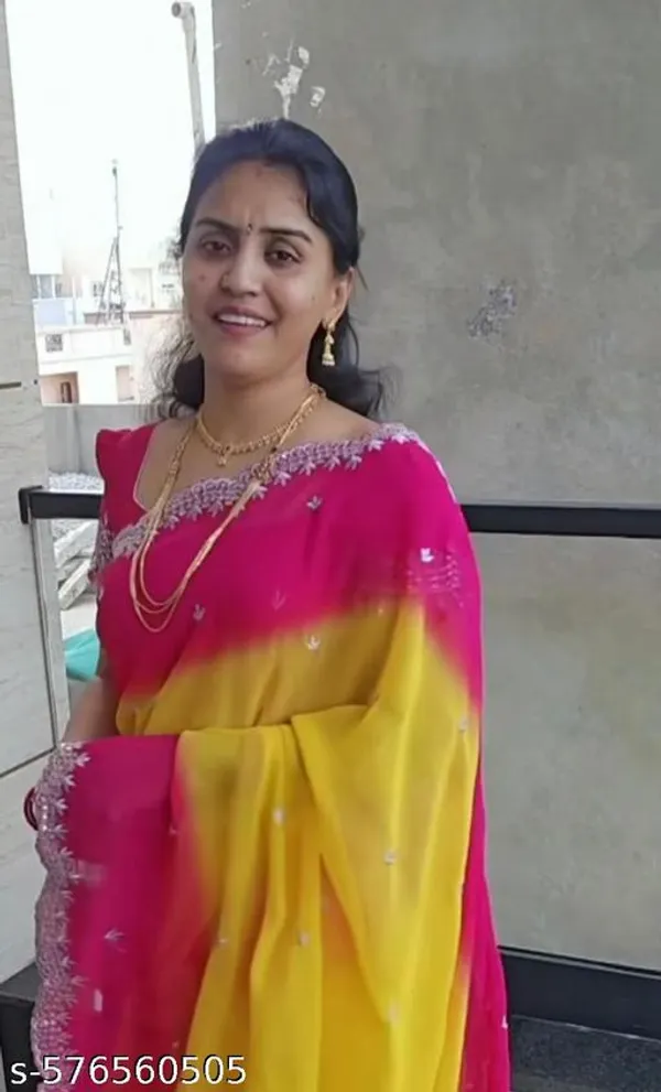 Pink_And_Yellow_Georgette_Viscose_Saree_For_Women