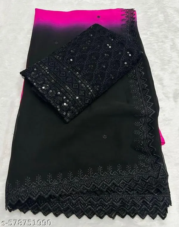 Black_Georgette_Viscose_Saree_For_Women