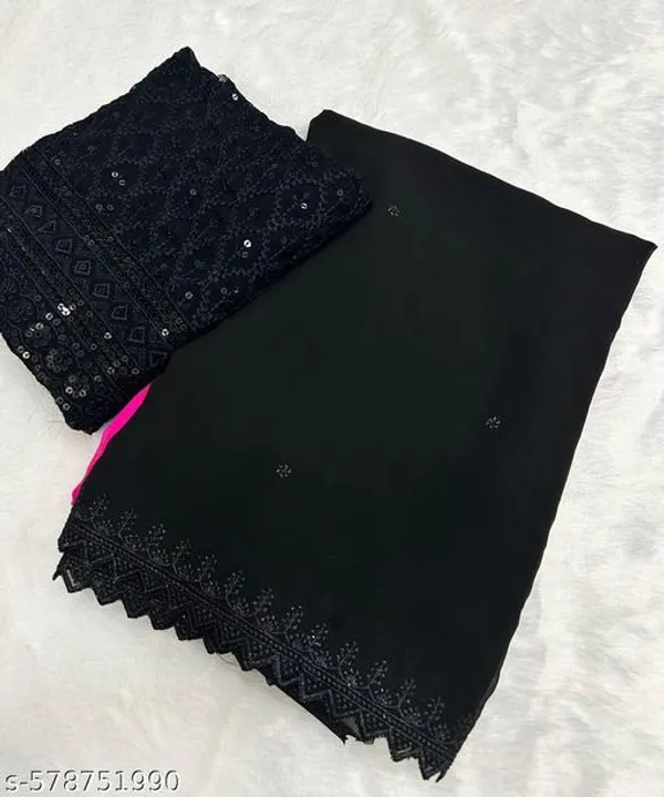 Black_Georgette_Viscose_Saree_For_Women