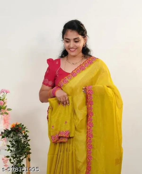 Yellow_Georgette_Viscose_Saree_For_Women