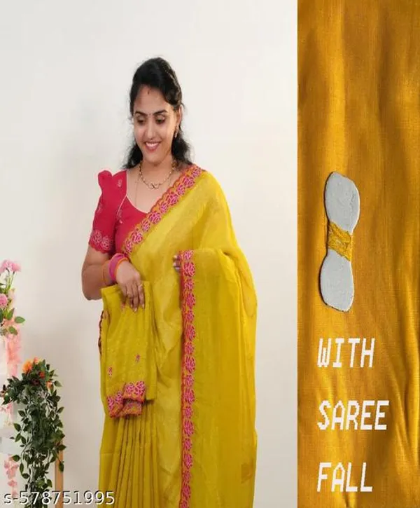 Yellow_Georgette_Viscose_Saree_For_Women