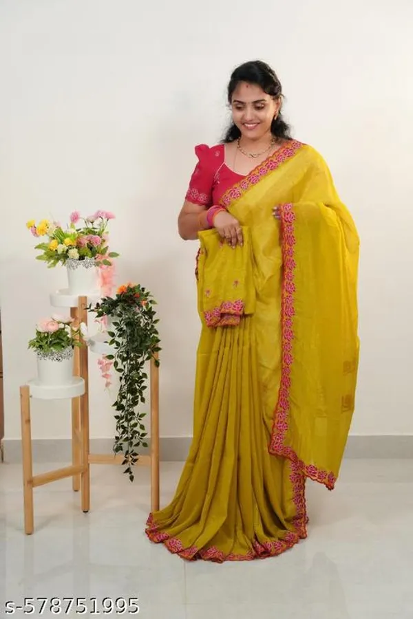 Yellow_Georgette_Viscose_Saree_For_Women