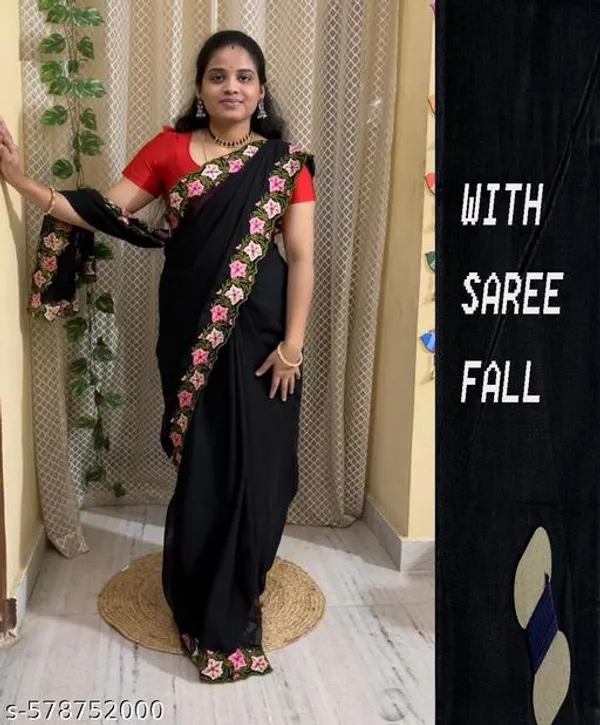 Black_Georgette_Viscose_Saree_For_Women