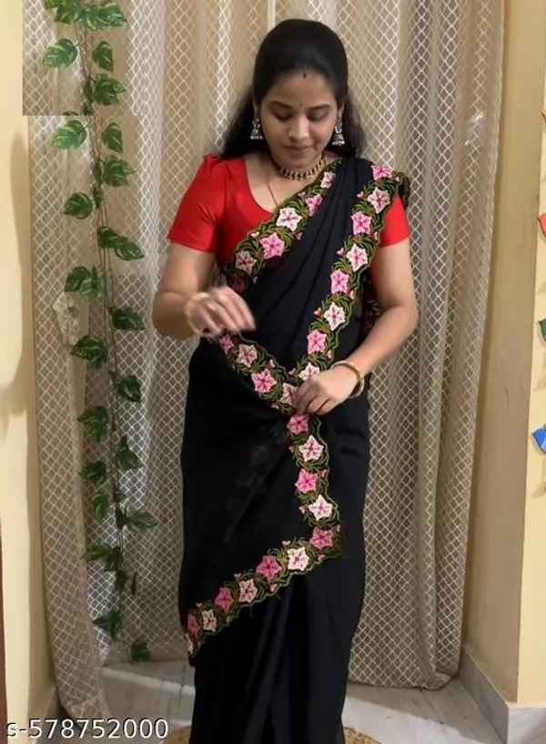 Black_Georgette_Viscose_Saree_For_Women