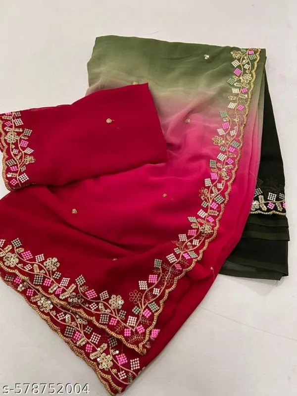 Red_Georgette_Viscose_Saree_For_Women
