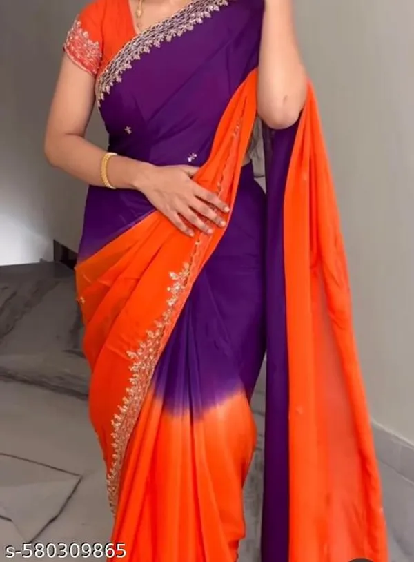 Orange_Georgette_Viscose_Saree_For_Women