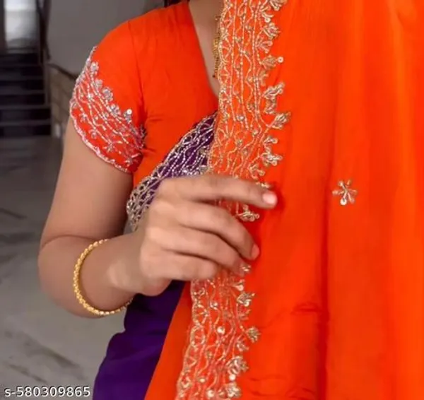 Orange_Georgette_Viscose_Saree_For_Women