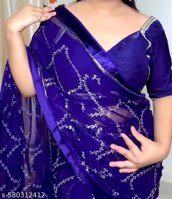 Navy_Blue_Georgette_Viscose_Saree_For_Women