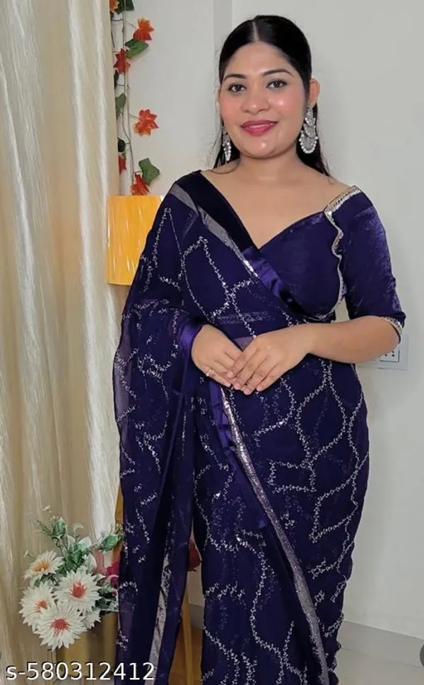 Navy_Blue_Georgette_Viscose_Saree_For_Women
