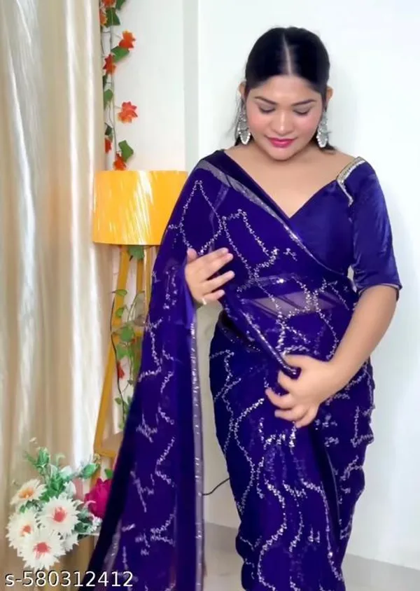 Navy_Blue_Georgette_Viscose_Saree_For_Women