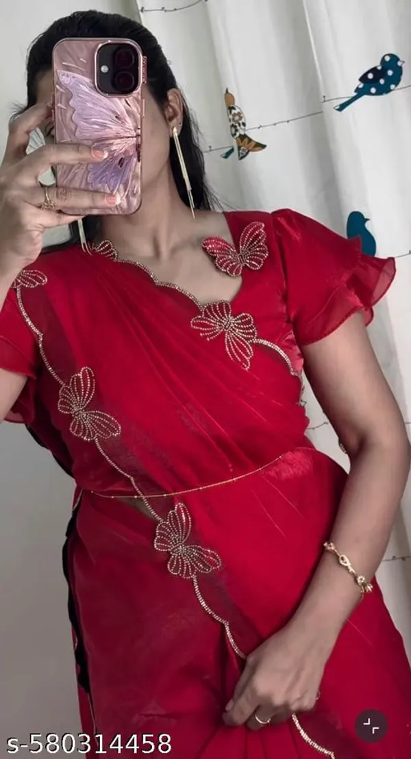 Red_Georgette_Viscose_Saree_For_Women