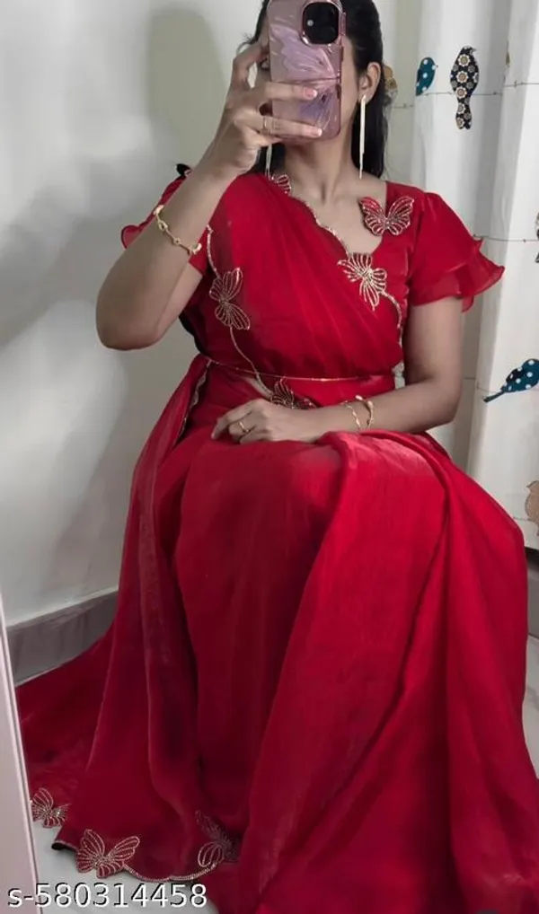 Red_Georgette_Viscose_Saree_For_Women