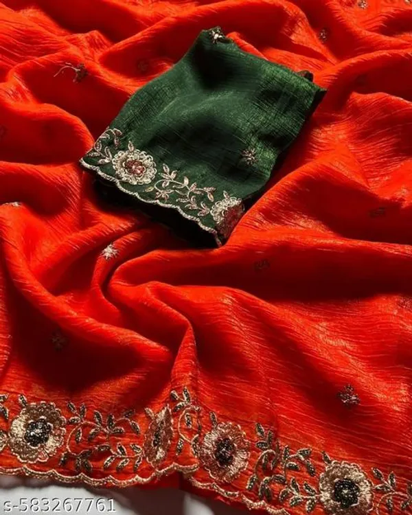 Red_Georgette_Viscose_Saree_For_Women