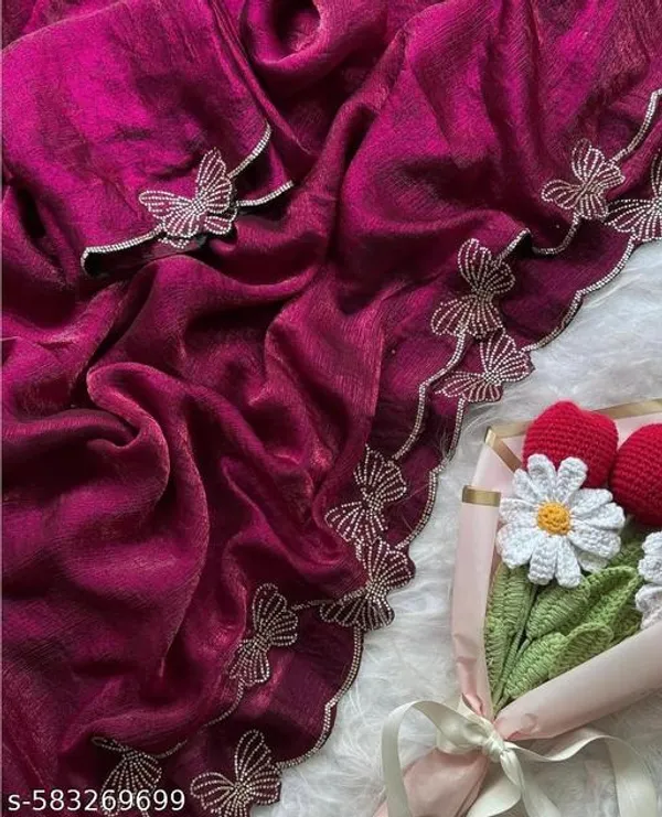 Magenta_Georgette_Viscose_Saree_For_Women