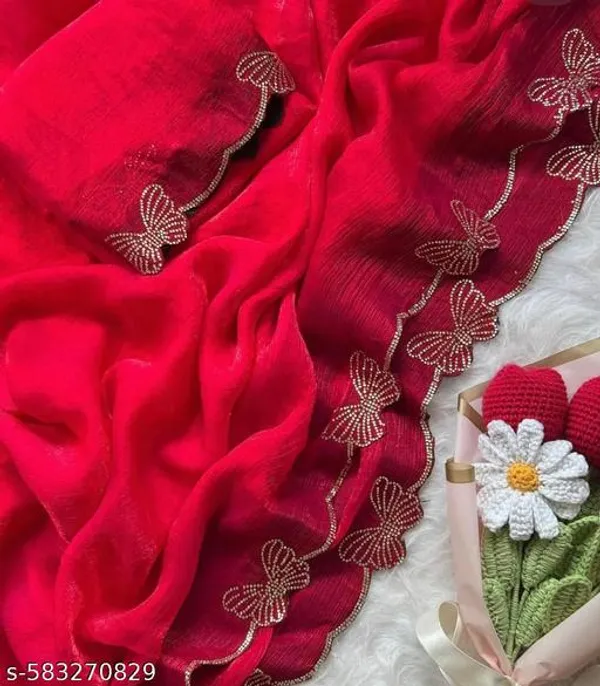 Red_Georgette_Viscose_Saree_For_Women