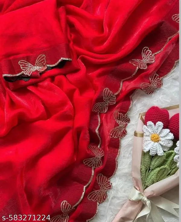 Red_Georgette_Viscose_Saree_For_Women