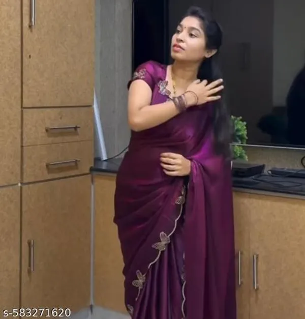 Wine_Georgette_Viscose_Saree_For_Women