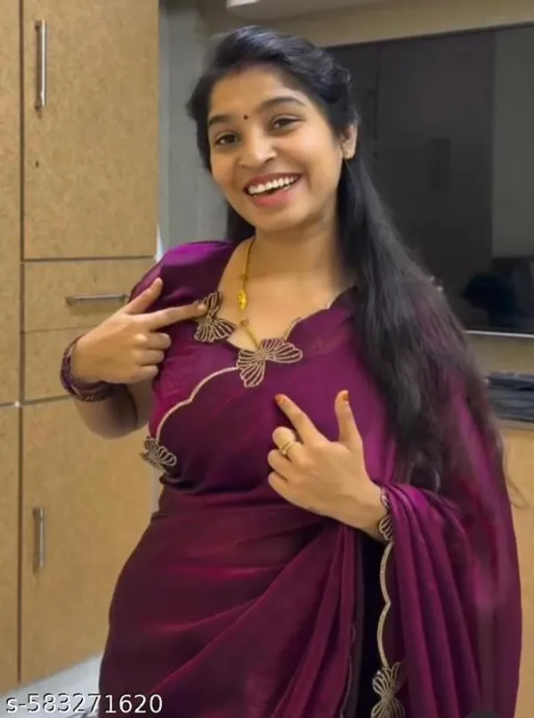 Wine_Georgette_Viscose_Saree_For_Women