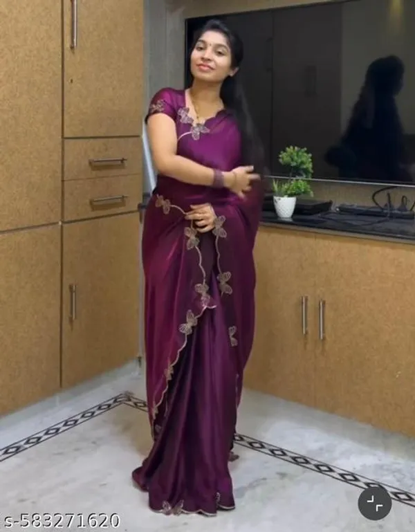 Wine_Georgette_Viscose_Saree_For_Women