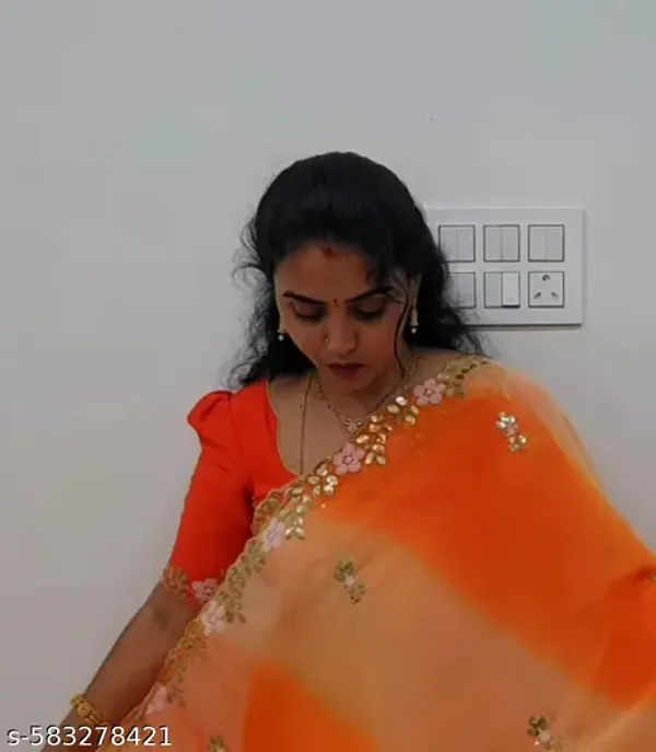 Orange_Georgette_Viscose_Saree_For_Women