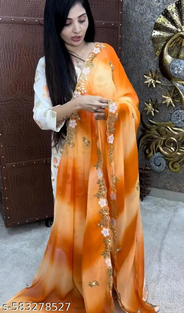 Yellow_Georgette_Viscose_Saree_For_Women