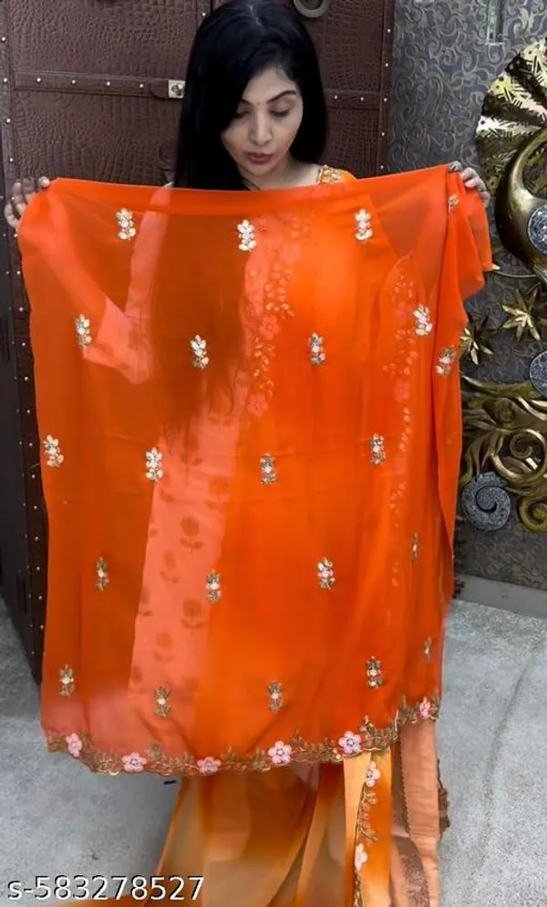 Yellow_Georgette_Viscose_Saree_For_Women