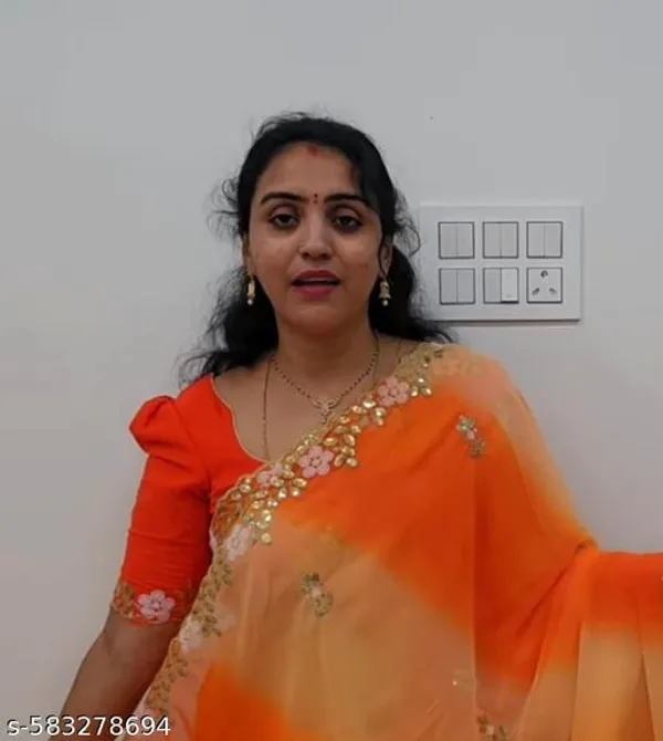 Orange_Georgette_Viscose_Saree_For_Women