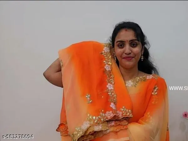 Orange_Georgette_Viscose_Saree_For_Women