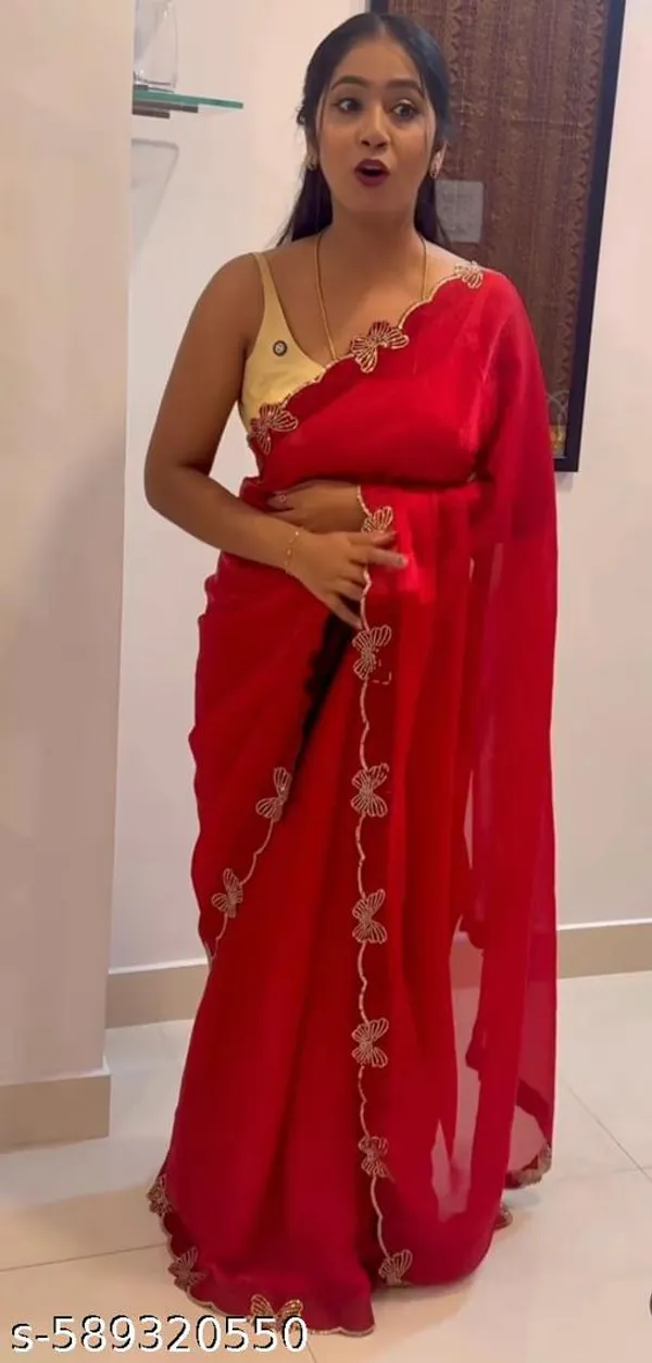 Red_Georgette_Viscose_Saree_For_Women