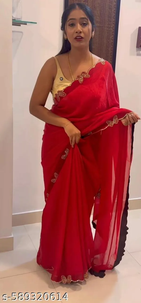 Red_Georgette_Viscose_Saree_For_Women
