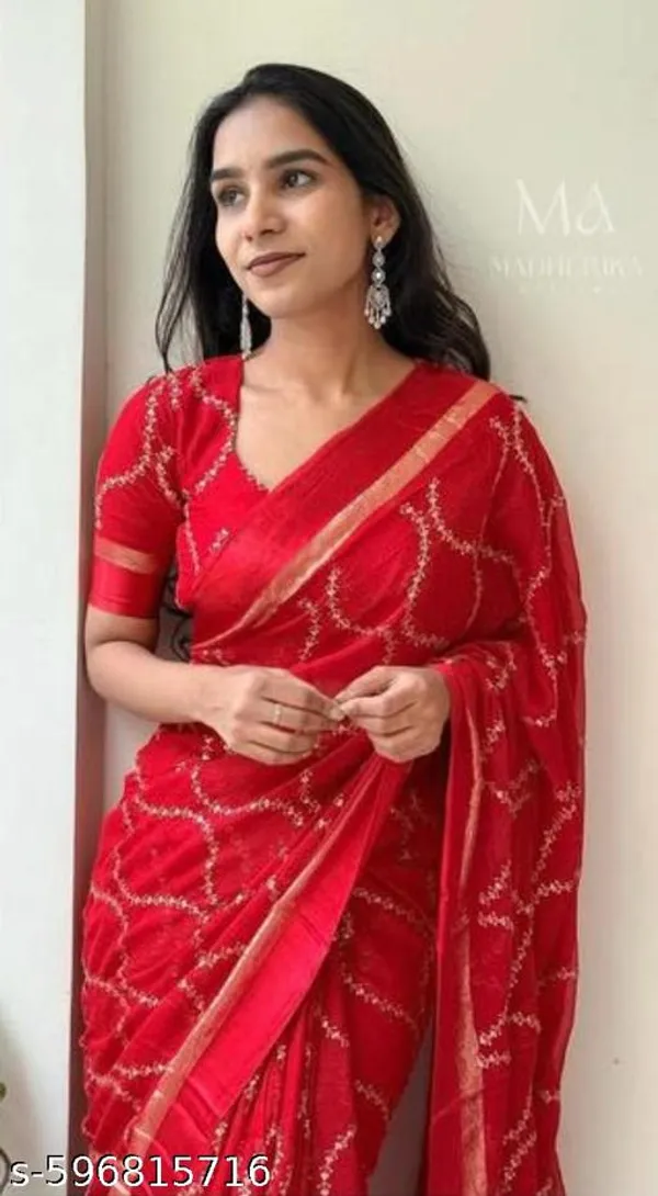Red_Georgette_Viscose_Saree_For_Women