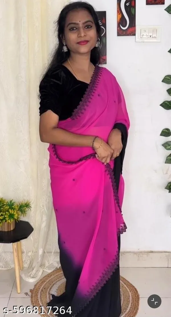 Pink_Georgette_Viscose_Saree_For_Women